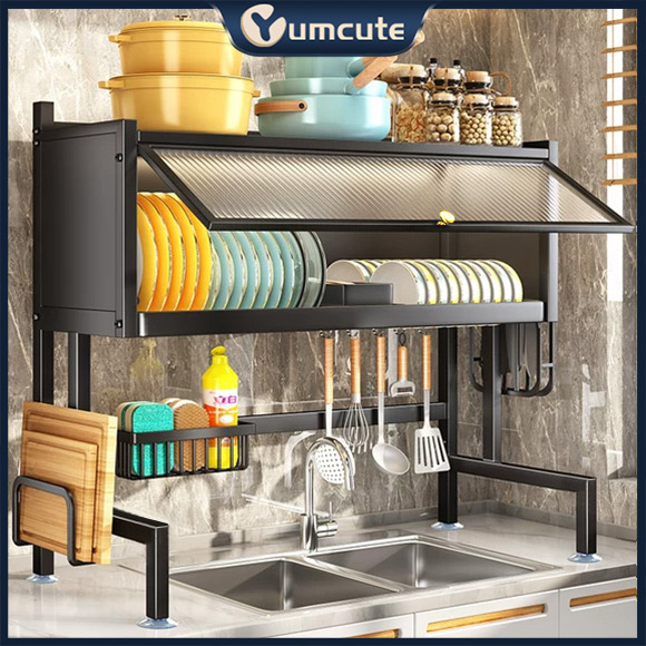 Rak Wastafel Dapur Rak Penyimpanan Piring Meja dengan Pintu Kabinet MultiFungsi Rak Mesin Cuci Pirin