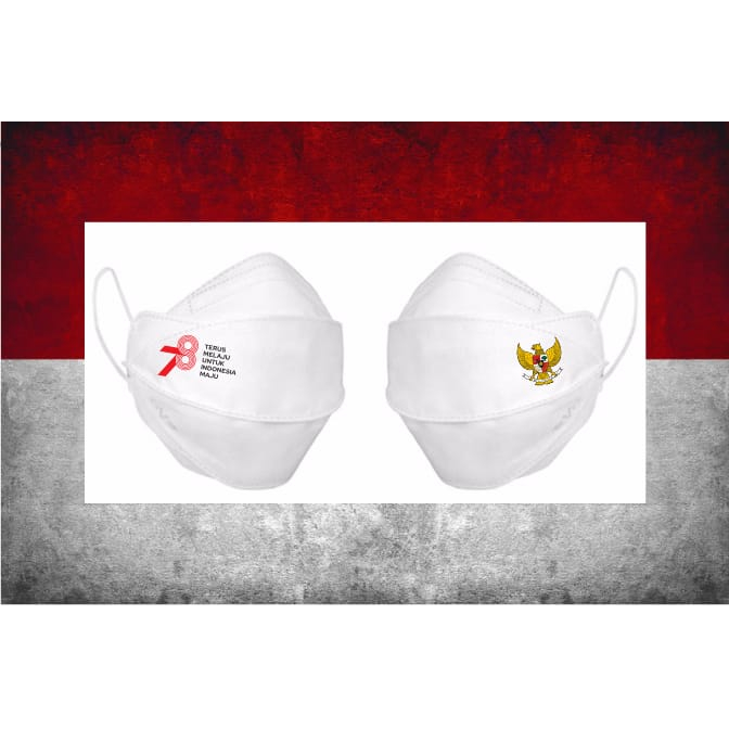 Masker Dirgahayu RI - Masker HUT RI 78 - Masker EVO KF94 Masker Merah Putih Hitam 78