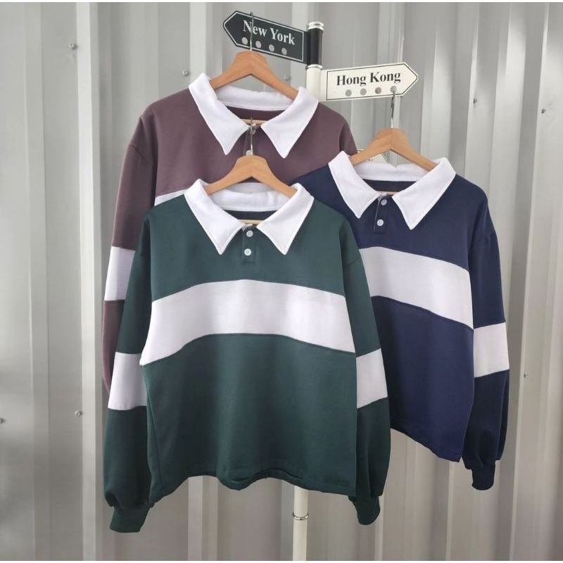 SWEATER CREWNECK KOMBINASI POLLO SWEATER | SWITER CREWNECK TERMURAH KUALITAS DISTRO | SWEATER KOREAN STYLE WANITA | CREWNECK SWEATSHIRT