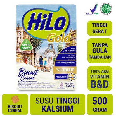 

HiLo Gold Biscuit Cereal 500gr - Susu Tinggi Kalsium Tinggi Serat