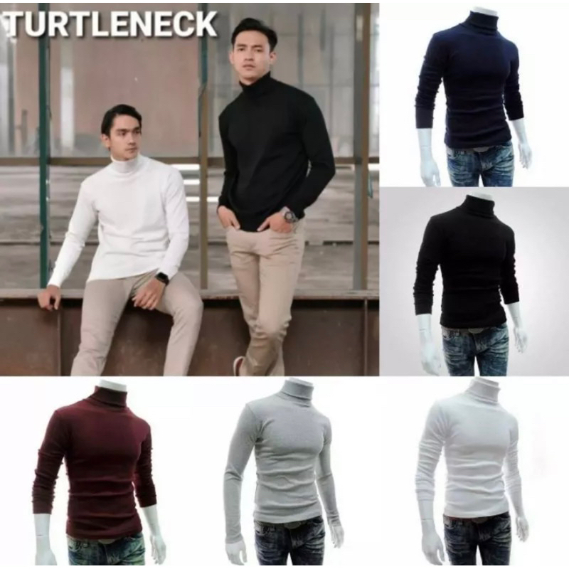 NEW RIB Turtle neck (Premium) TEBAL kerah Berdiri/ turtle nex full catton polos terlaris ribb wanita/pria