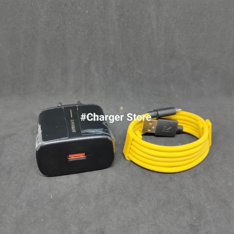 Charger Realme Black ORIGINAL 6.5 Amper Micro USB / Type C Super VOOC DART Fast Charging