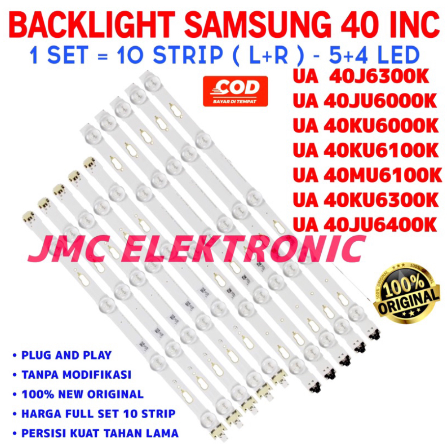 BACKLIGHT TV LED SAMSUNG 40 INCH 40J6300K 40JU6000K 40KU6000K 40KU6100K 40MU6100K 40KU6300K 40JU6400K UA40J6300K UA40JU6000K UA40KU6000K UA40KU6100K UA40MU6100K UA40KU6300K UA40JU6400K