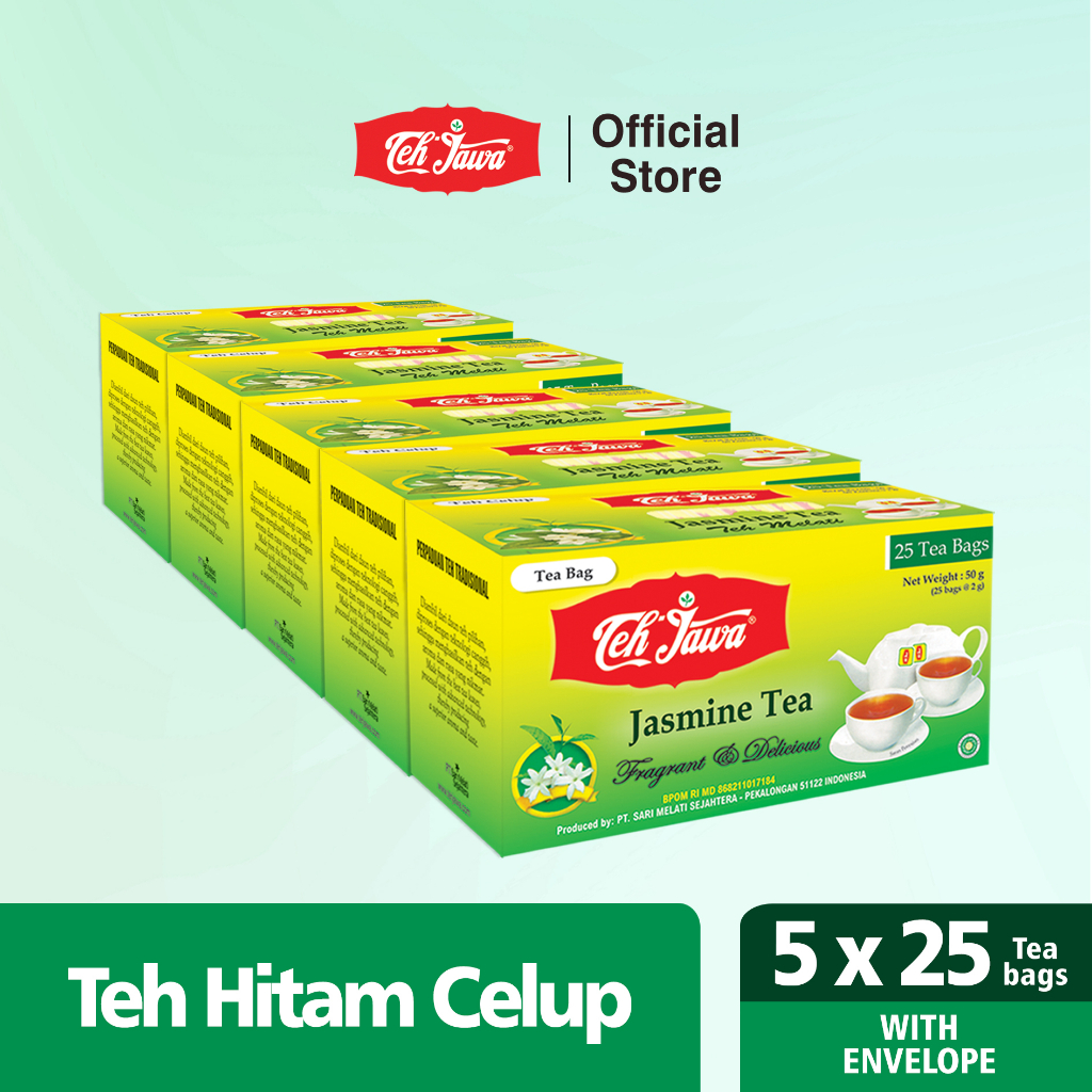 Teh Jawa Jasmine Tea Enveloped Celup isi 25 per Pack (isi 5 Pcs) Free Cantel