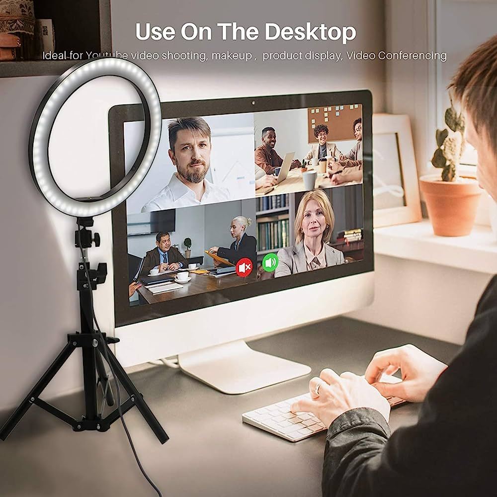 Ringlight Lampu Selfie 26Cm LED 3 Color + Tripod 2.1M  Holder Make Up Vlogger AH085 - ACS