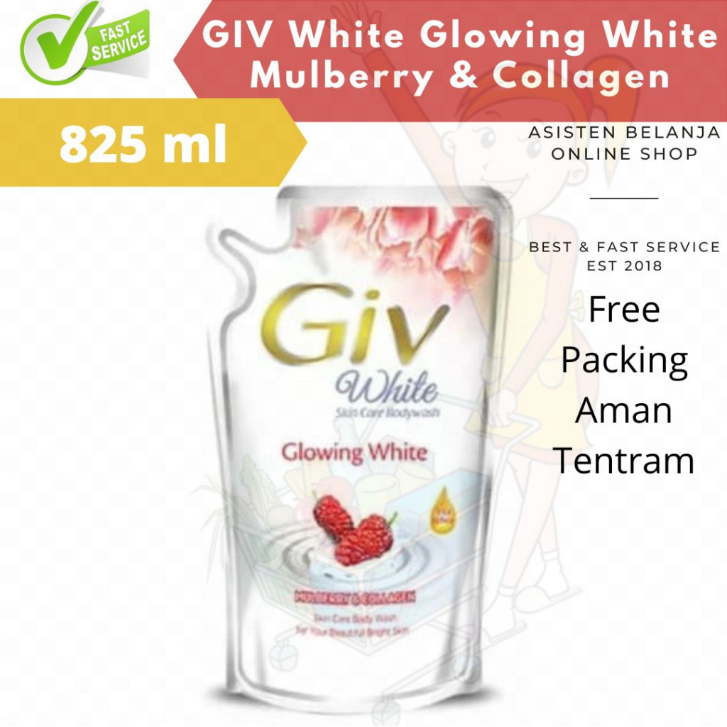 Sabun mandi cair Giv 825ml Glowing White Mulberry and Collagen Body Wash Refill Pouch 825 ml