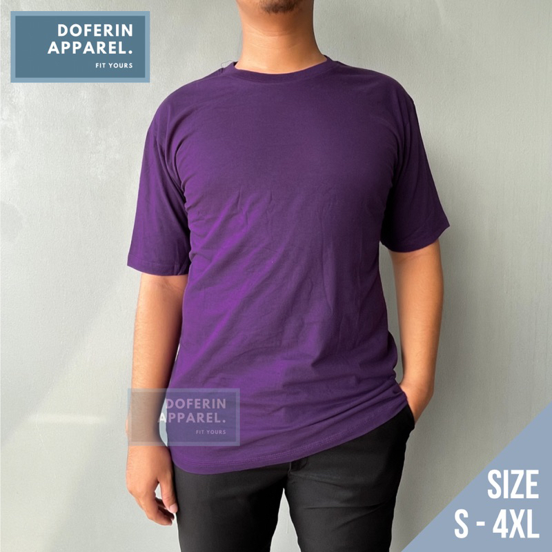 Doferin Kaos Polos UNGU Pria Wanita Baju Lengan Pendek Premium Oblong Distro Big Size XL 2XL 3XL 4XL
