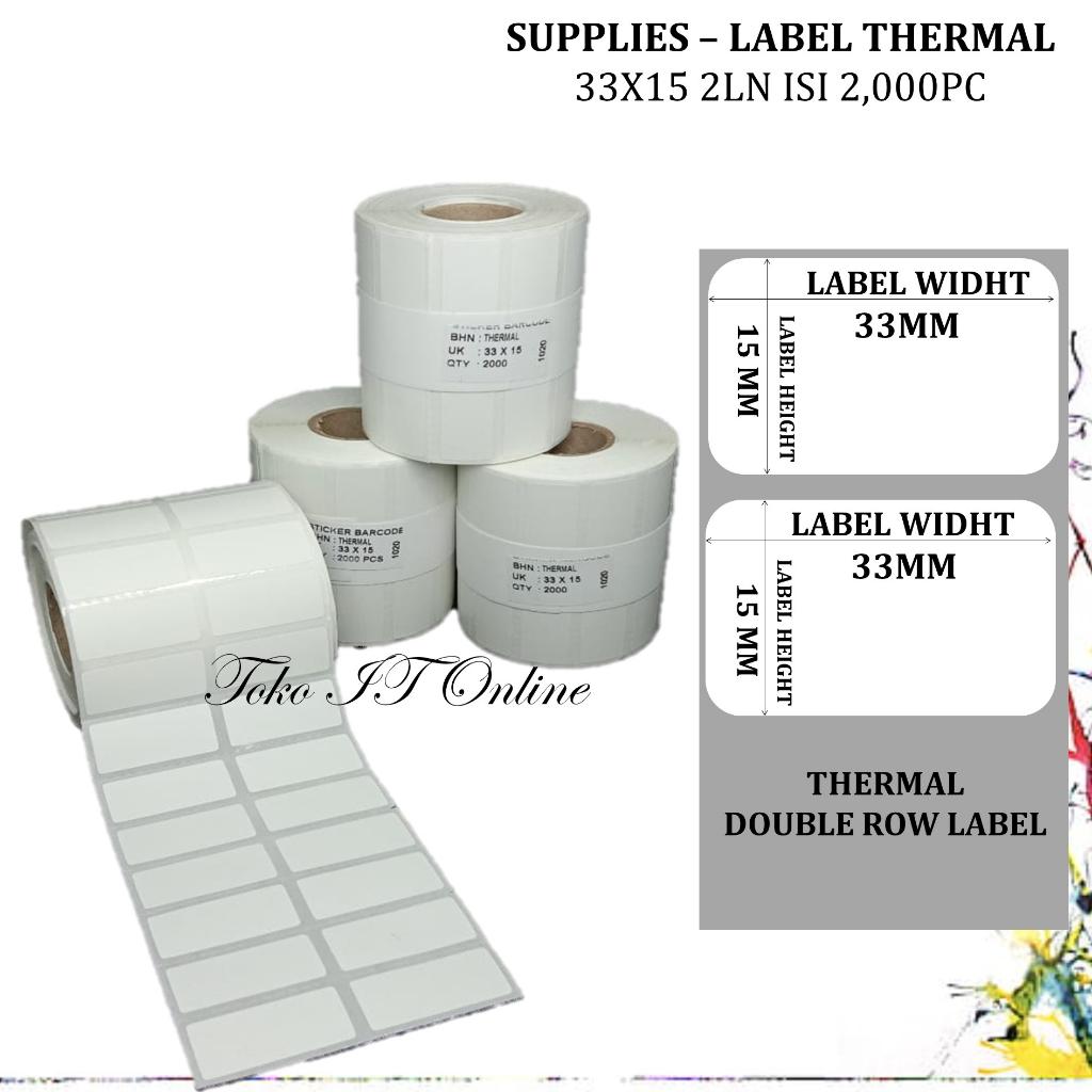 LABEL THERMAL 33x15 MM 2LINE/STICKER LABEL BARCODE THERMAL 33x15 MM 2LINE ISI 2.000 PCS XPRINTER