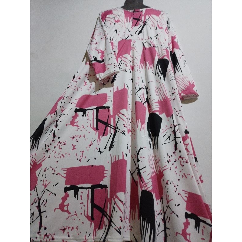 Gamis Hyget Jumbo busui Nagita putih Bunga Fuji Olivia Terbaru Termurah