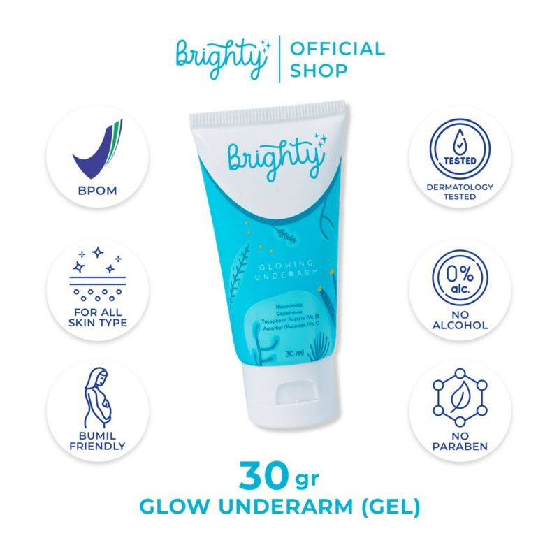 BPOM Brighty Glowing Underarm Cream Gel Krim Pencerah Pemutih Ketiak dan Selangkangan