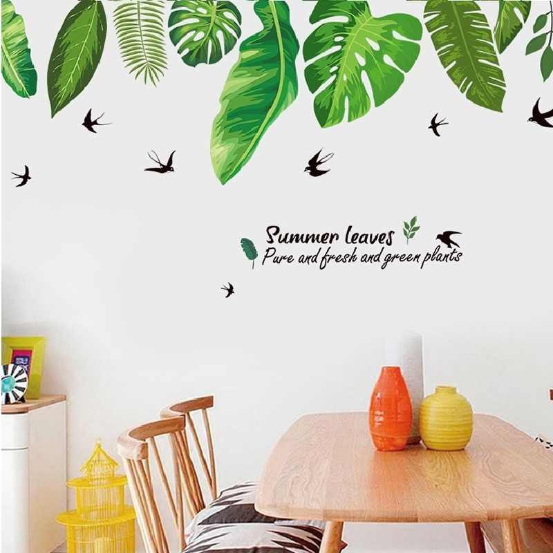 WALSTIKER WALSTICKER SETIKER STIKER STICKER WALLSTICKER DINDING TEMBOK KAMAR ANAK RUANG TAMU CAFEE CAFE MOTIF DAUN HIJAU SUMMER GREEN LEAVES D208 @banyak