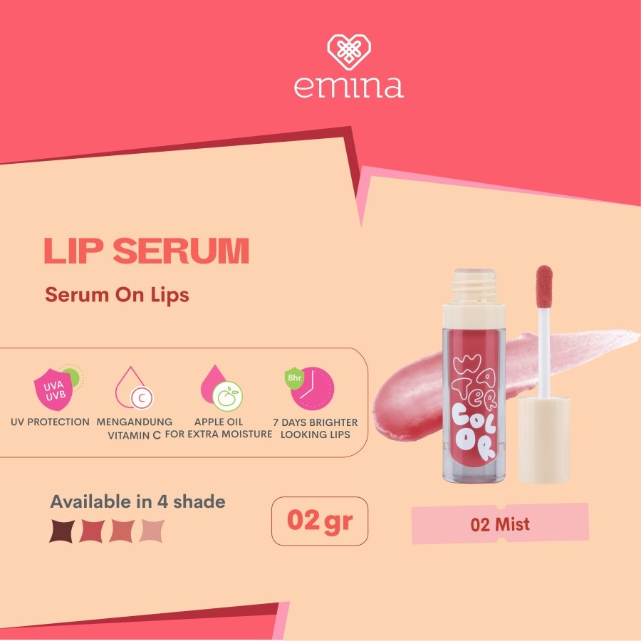 Emina Watercolor Lip Serum - Serum Bibir Mencerahkan dalam 7 Hari - 02 Mist