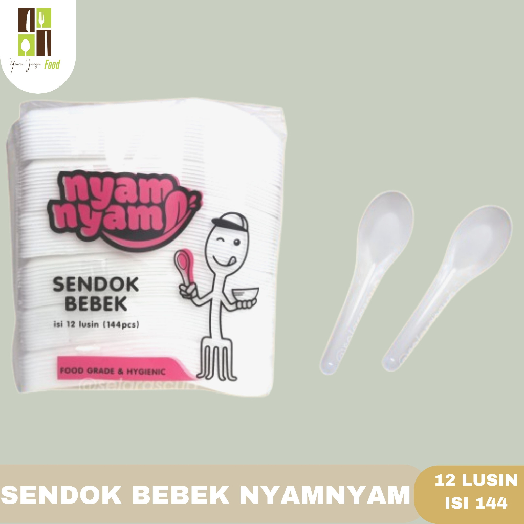 NyamNyam Sendok Bebek Putih Bening / Sendok Makan Soup Isi 12 Lusin 144 Pcs