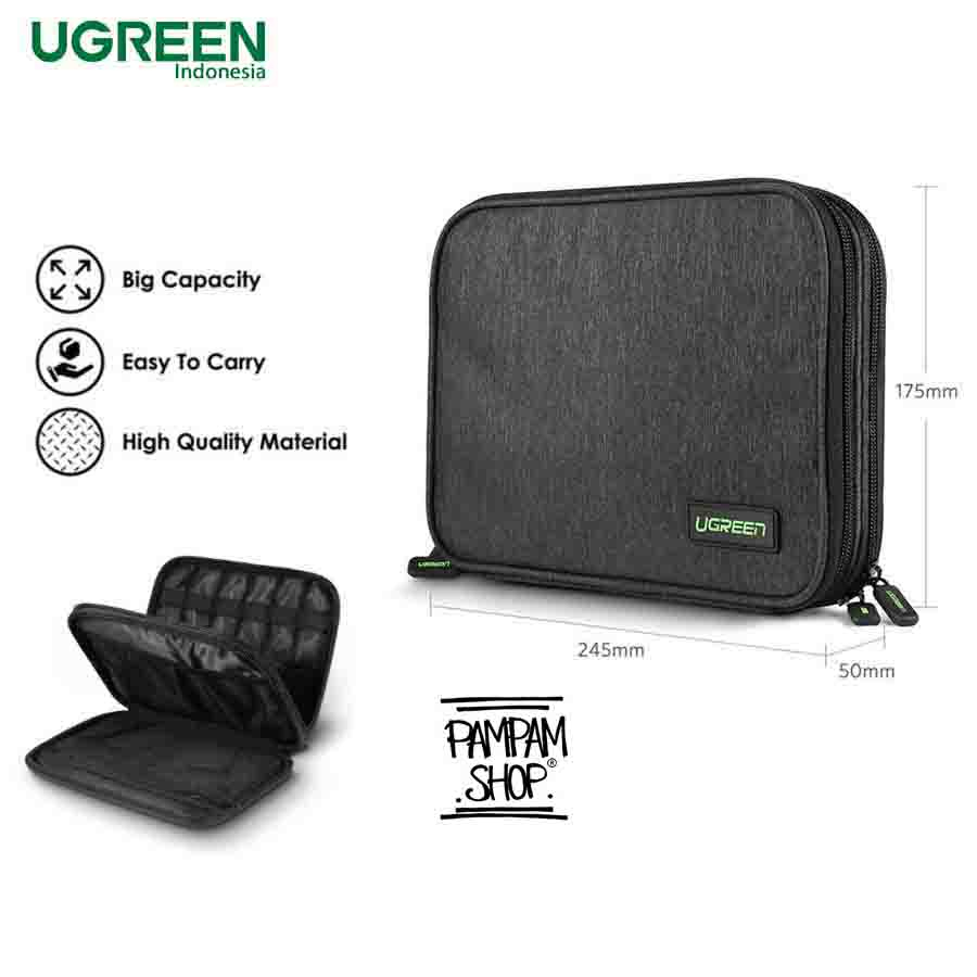 UGREEN ORIGINAL Travel Storage Hand Bag Tas Organizer Tempat Penyimpanan Headset Earphone Powerbank Kabel Charger HP Clutch Pouch Ori