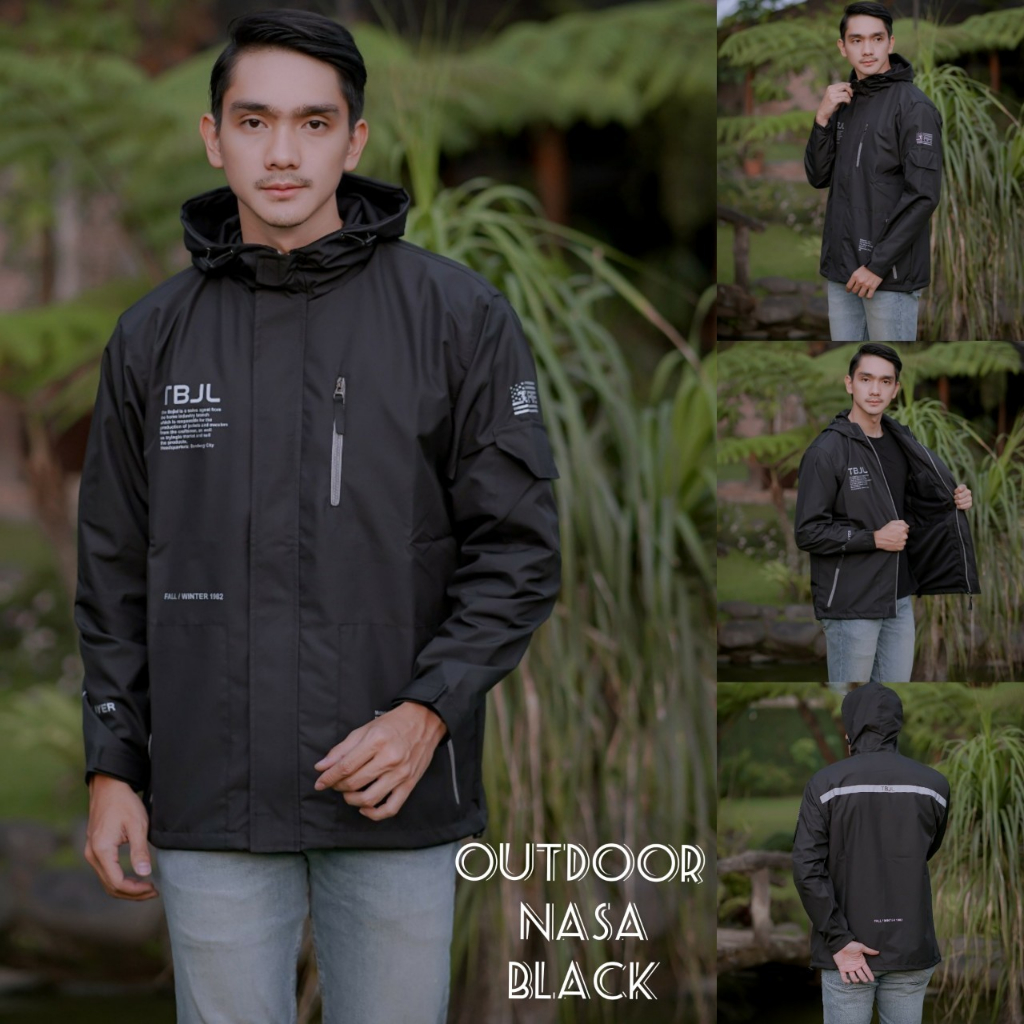 JAKET CAGOULE NASA HITAM  - JAKET OUTDOOR NASA - JAKET PARKA SIMPLE NASA - JAKET GUNUNG BOJIEL ORIGI