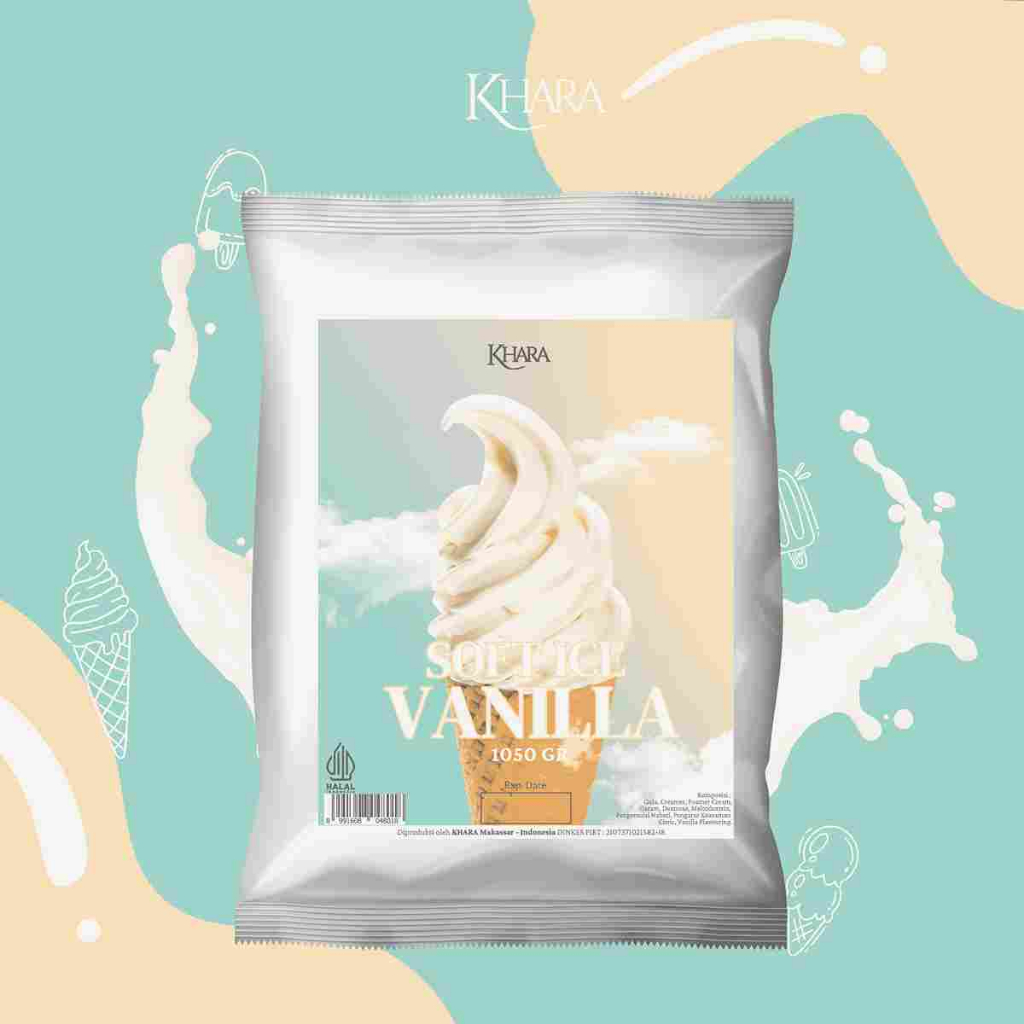 

Khara Soft Ice Cream Vanilla Powder 1050g - Bubuk Ice Cream Rasa Vanilla 1050gr