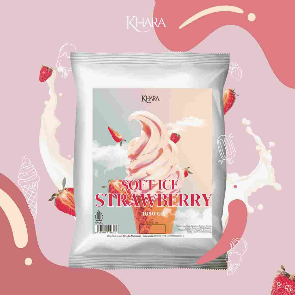 

Khara Soft Ice Cream Strawberry Powder 1000gr - Bubuk Ice Cream Rasa Strawberry 1000gr