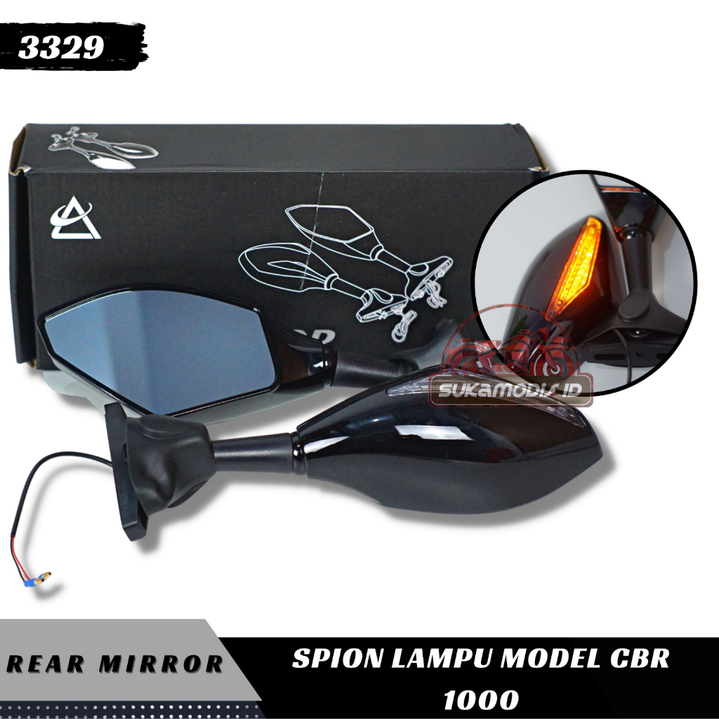 Spion Fairing Semua motor Moge Plus Lampu Sen Spion Model CBR1000 Terbaru Spion