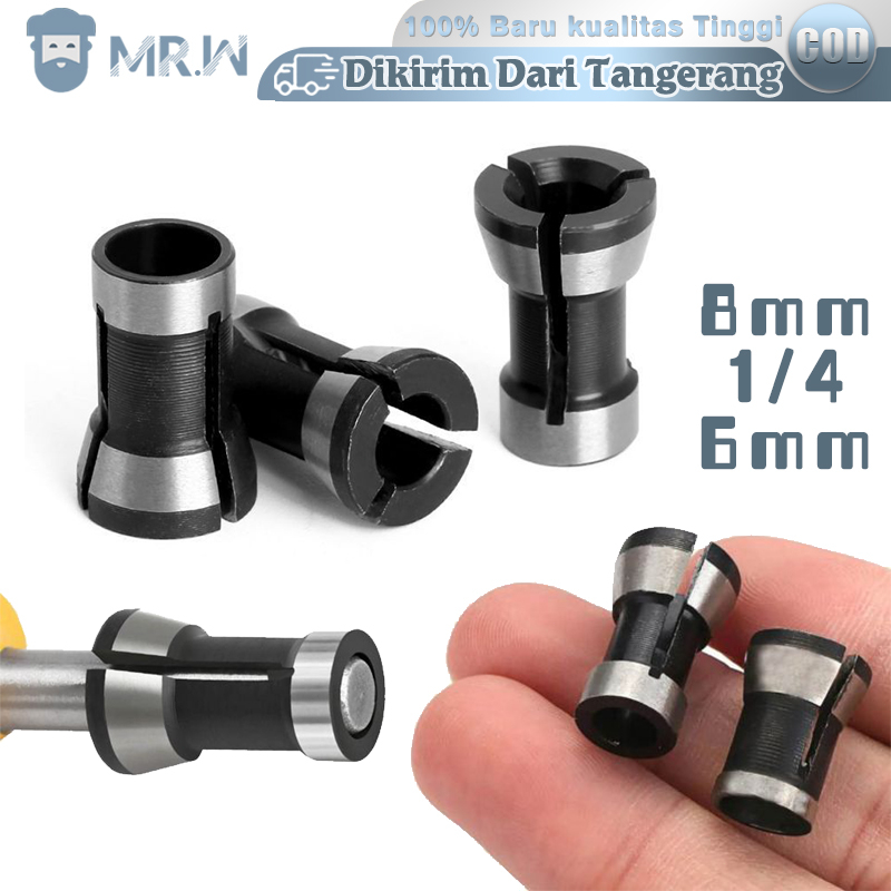 Adapter collet chuck 3pcs Adapter Chuck Collet Collet Trimmer 6mm 6.35mm 8mm Ukiran Chuck Router Bit