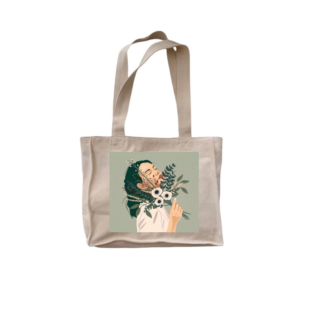 Rizkibag Totebag Kanvas Daisy Tas Wanita Tote Bag Kantong Laptop Kuliah Sekolah Kerja Aesthetic Part 17