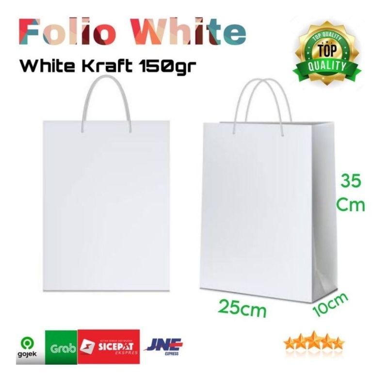 

PEMBELIAN KELIPATAN 20 PCS PAPERBAG PUTIH FOLIO 25x10x35 TAS SOUVENIR GOODIE BAG BELANJA TAS KADO TAS KERTAS PUTIH