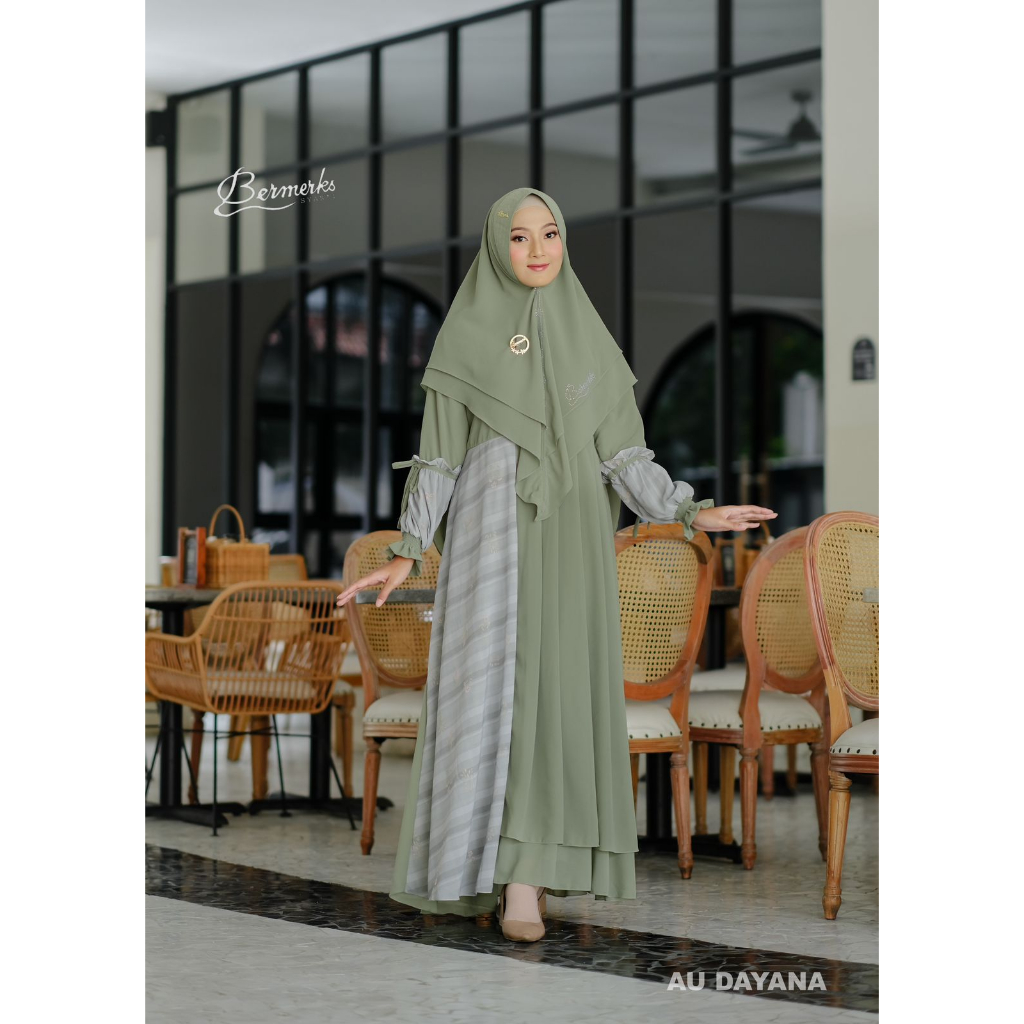 Gamis Ceruty babydoll set Khimar Aurel Nadia regita dayana ori bermerks syari adiba isyana motif ceruti aurelie ultimate model hits cantik aksen rempel depan