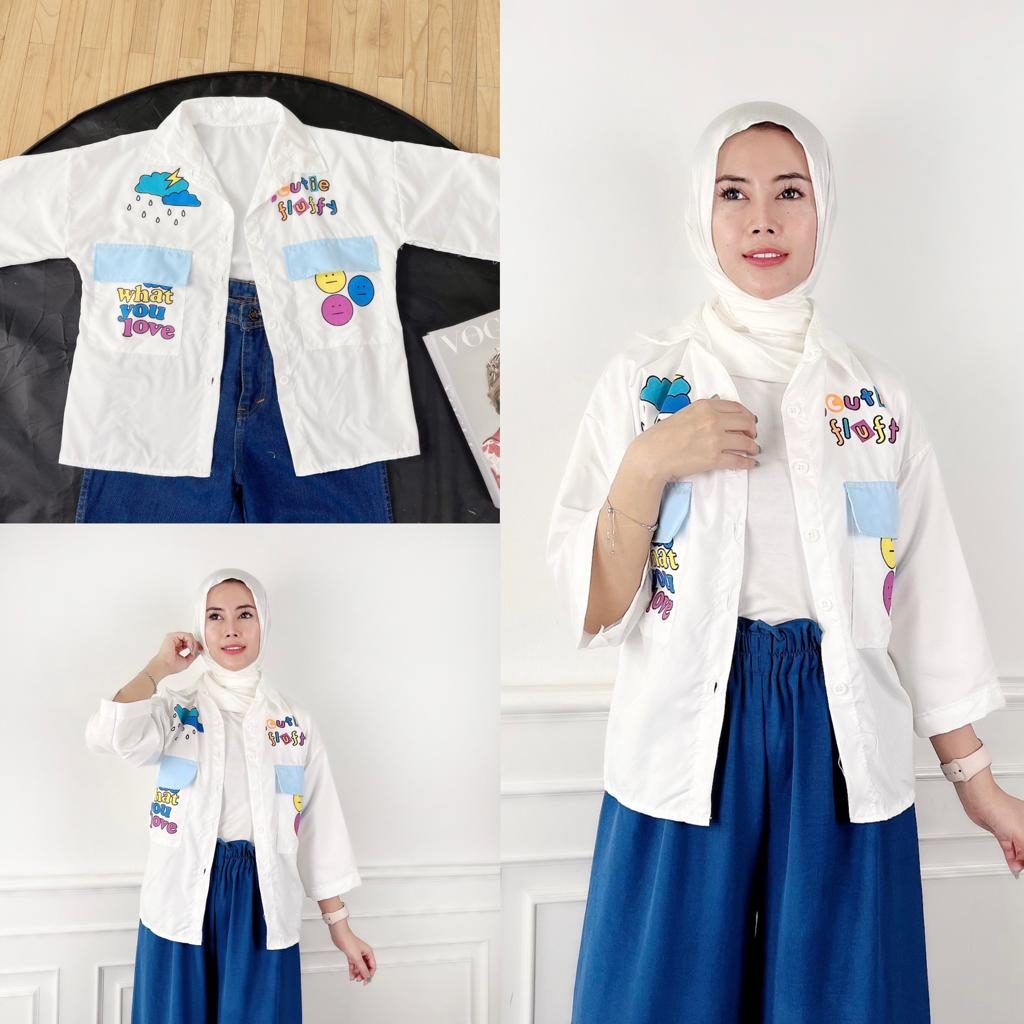 AFI - EC - Cufy Cute Combine Top Kemeja wanita