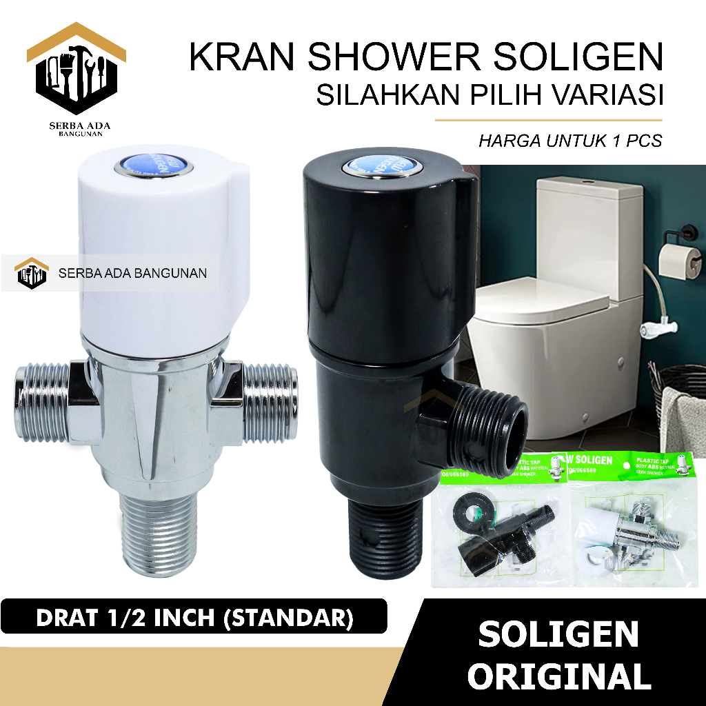 Stop Kran Kloset 1 &amp; 2 Cabang Single PVC Jet Shower New Soligen Keran Bidet Kamar Mandi