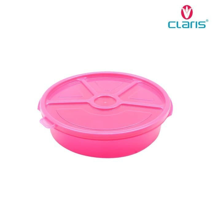 Claris 2701 Tempat Kotak Makan Lunch Box Plastik Bulat Dengan Sekat Round Food Saver