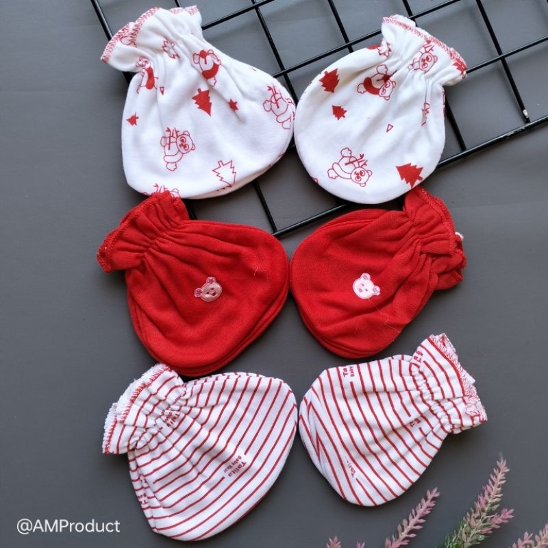 3 pasang sarung tangan kaki bayi newborn motif profit