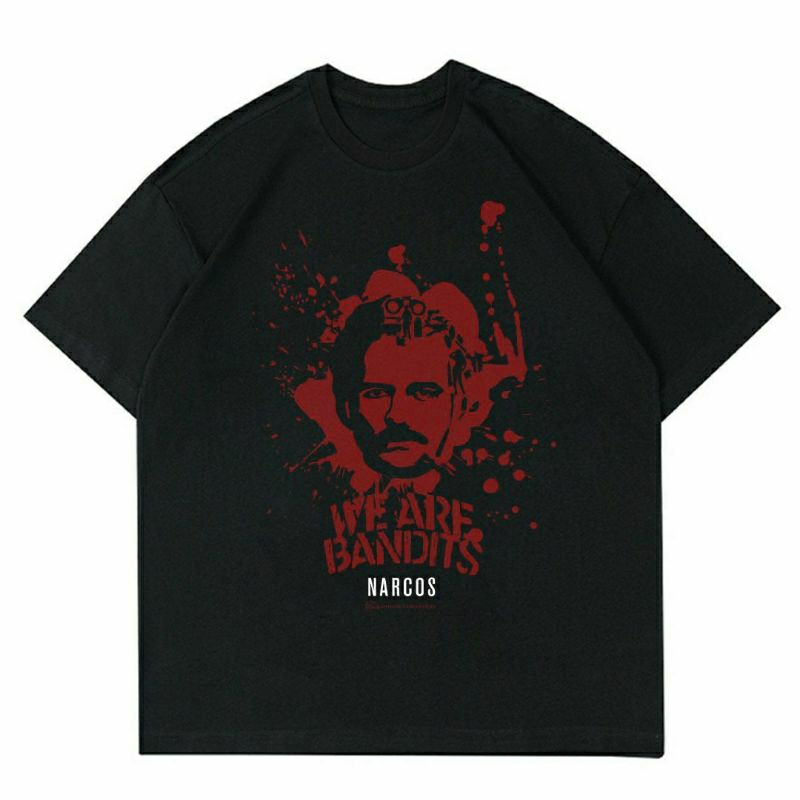 BAJU NARCOS PABLO ESCOBAR " WE ARE BANDITS" | T-SHIRT KAOS MOVIE PABLO ESCOBAR VINTAGE BLACK | KAOS 