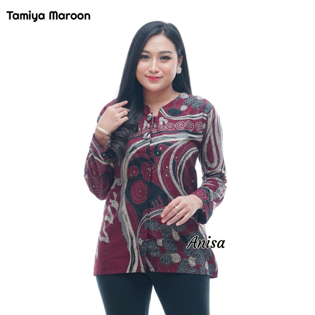 Baju Batik Wanita Modern Atasan Blouse Batik Kerja Kantor Wanita