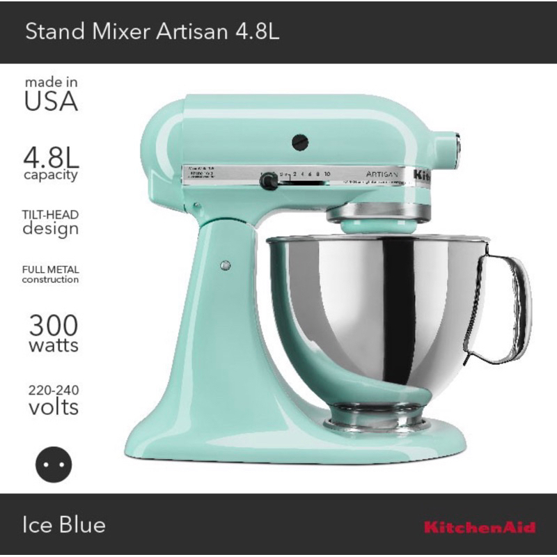 KitchenAid Artisan 4.8 L Stand Mixer 5KSM150PSEIC ICE BLUE