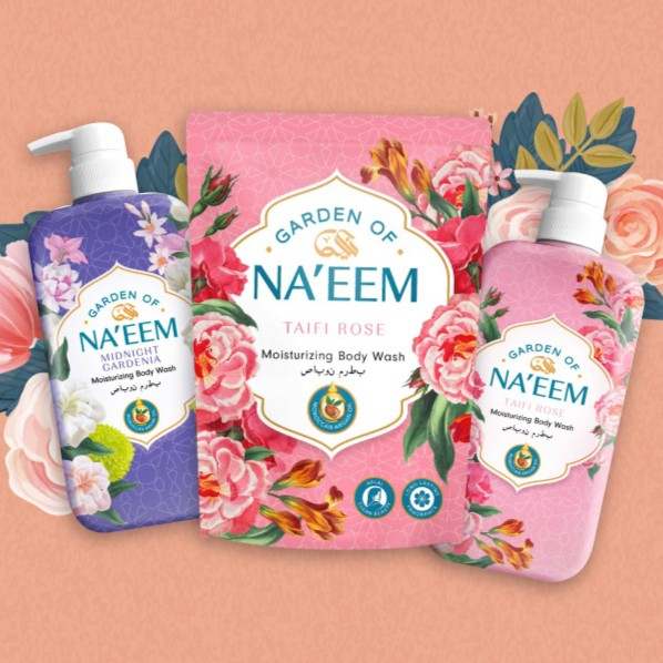 Na'eem Gardern Of Taife Rose 480ml Sabun Mandi Sabun Cair Wangi Bunga Segar Perawatan Tubuh Naeem Sabun Pink Ungu