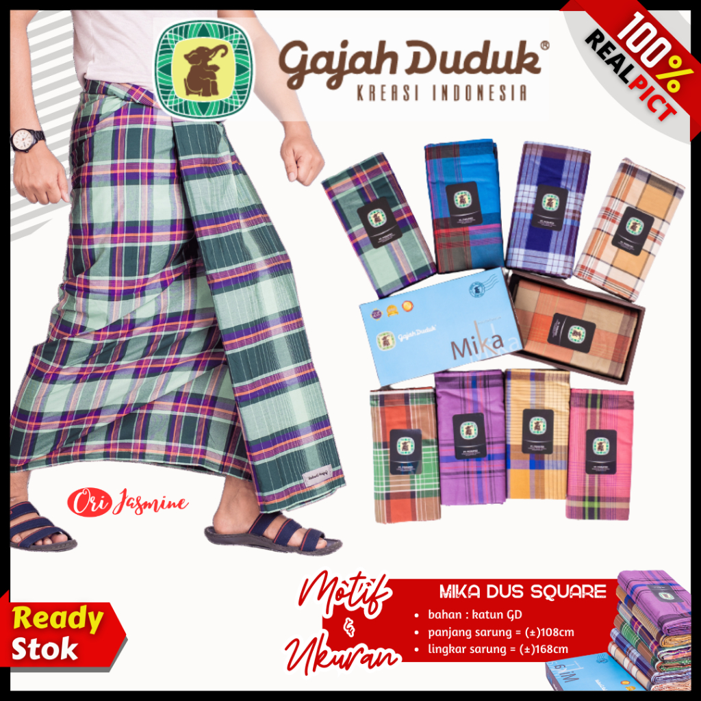 Sarung Gajah Duduk Mika Dus Pria Tenun Kotak