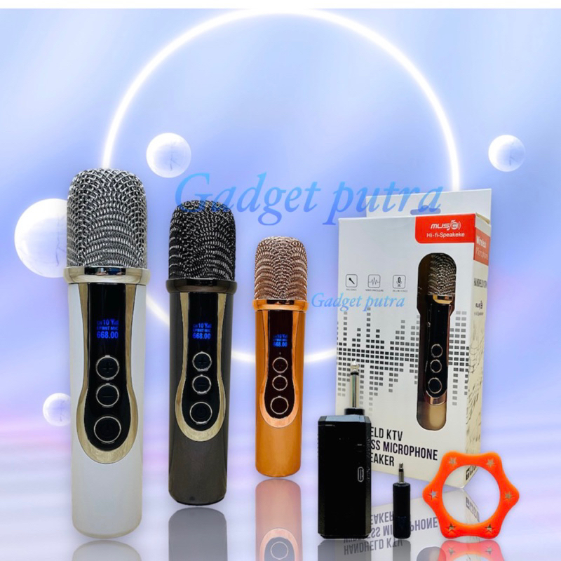 Mic wireless NT-668 with receiver 1mic/ single mic bluetooth multi michrophone wireles pengisian tipe charging