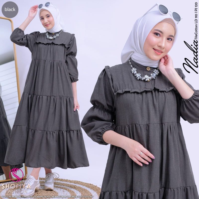 NADIA/KHANZA/PIKA MIDI BAJU GAMIS MIDI WANITA TERBARU BY SHOFIYA SFS