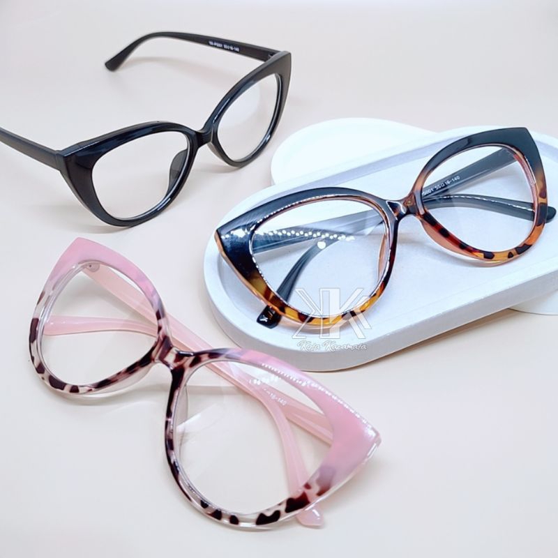 Frame CATRIONA - Frame Kacamata Cat Eye Minus Antiradiasi / Frame Kacamata Tebal Mata kucing 55-16-1