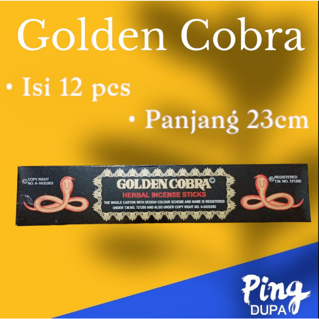 Dupa Golden Cobra Isi 12 Batang  Hio Handmade In India