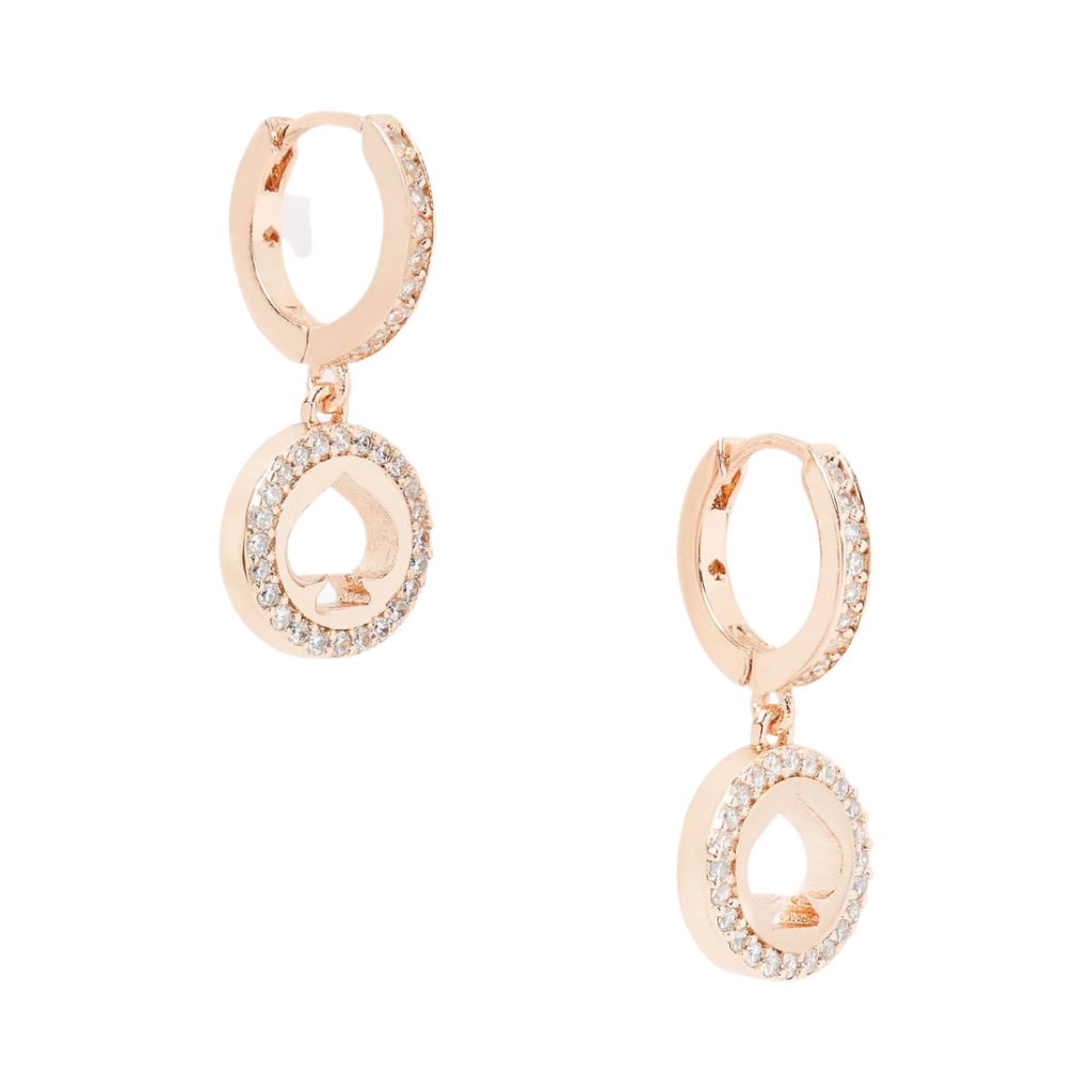 KATE SPADE Spot The Spade Pave Huggies Rose Gold