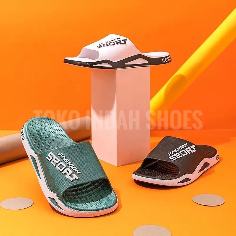 Sandal Pria Terbaru Sandal selop laki laki Import Sendal Cowok Anti slip Viral Sandal Karet Pria Nyaman Kekinian Sandal Cowok Lentur Empuk Sandal slip-on Trendy