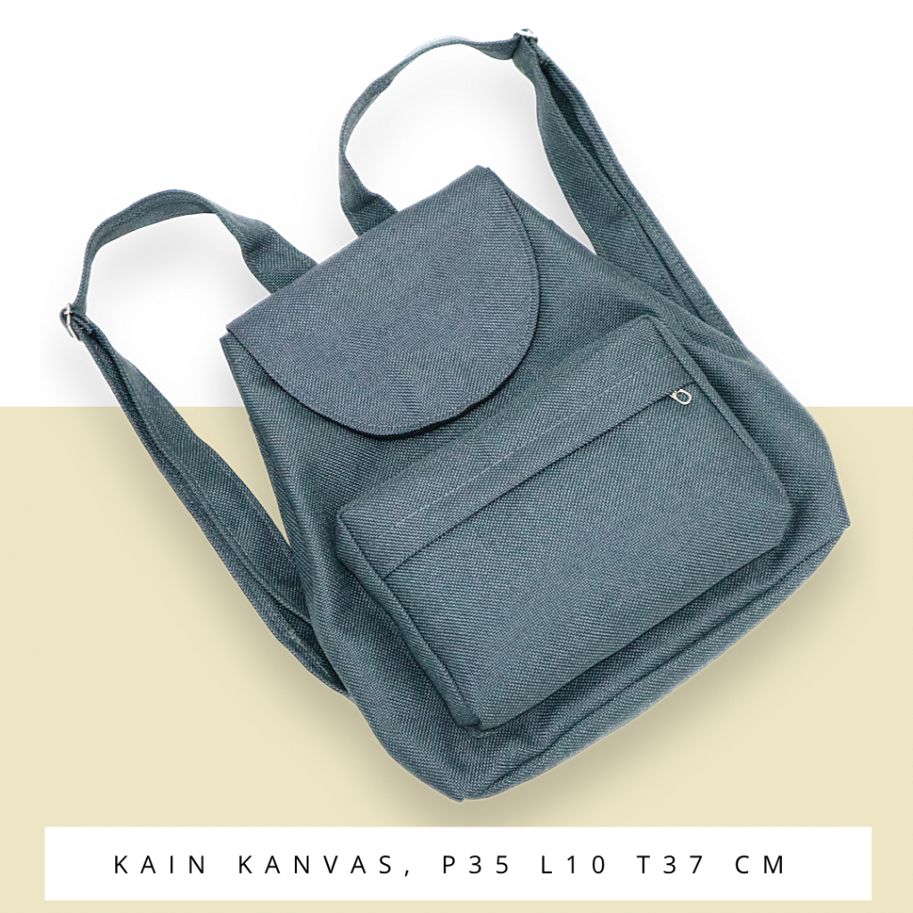 『Bebas Ongkir 』 Tas Bahan Lembut Kanvas Wanita Ransel Serut Sekolah Perempuan Besar ransel polos