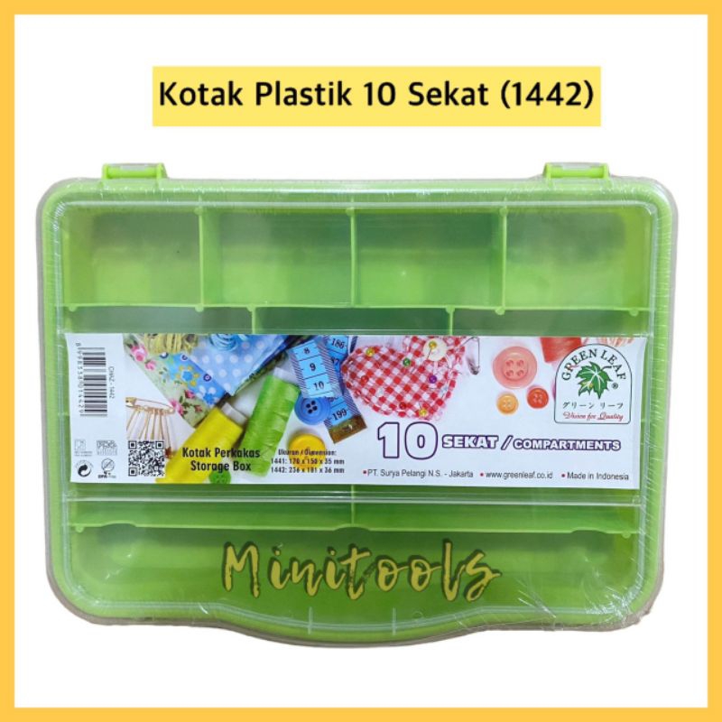 Kotak Plastik 10 Sekat / Kotak Aksesoris 10 Sekat / Green Leaf 1442