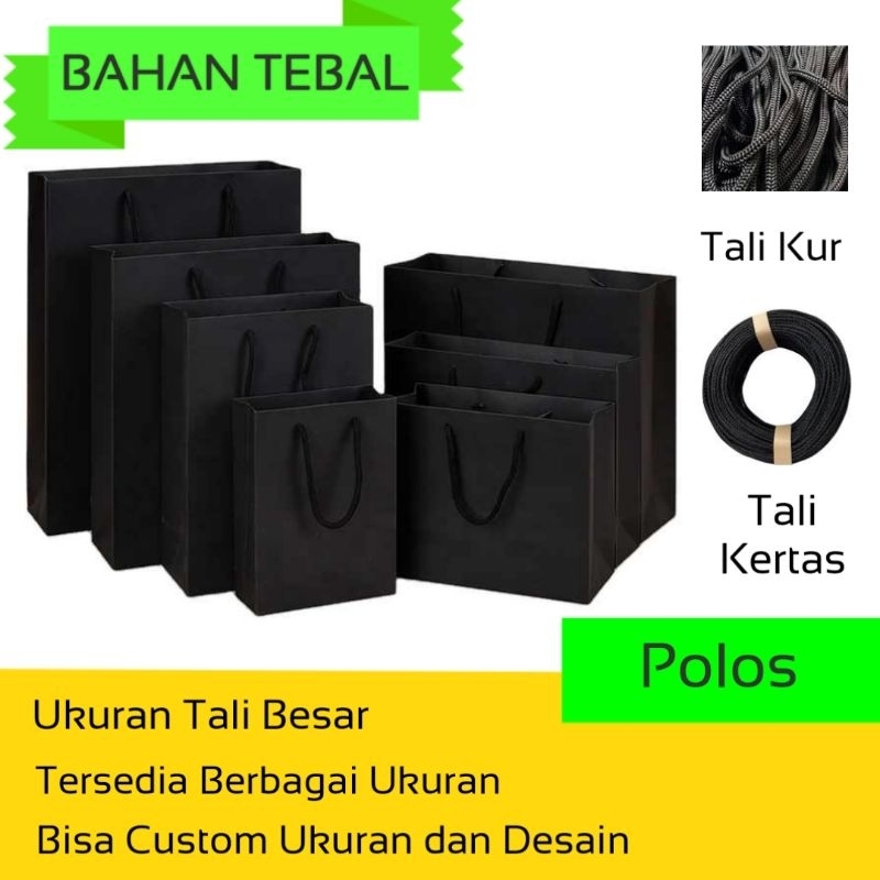 

Paper Bag Tas Kertas Hitam Polos Custom Bahan Kraft Tebal Aneka Ukuran Sovenir Kado Wedding