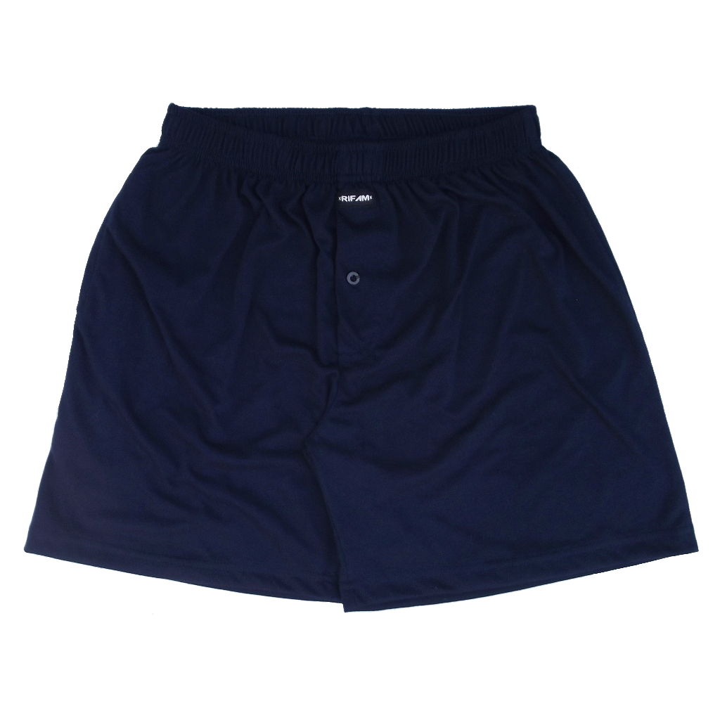 CELANA PENDEK BOXER PRIA WANITA KATUN POLOS RIFAM MODEL KANCING DARK NAVY