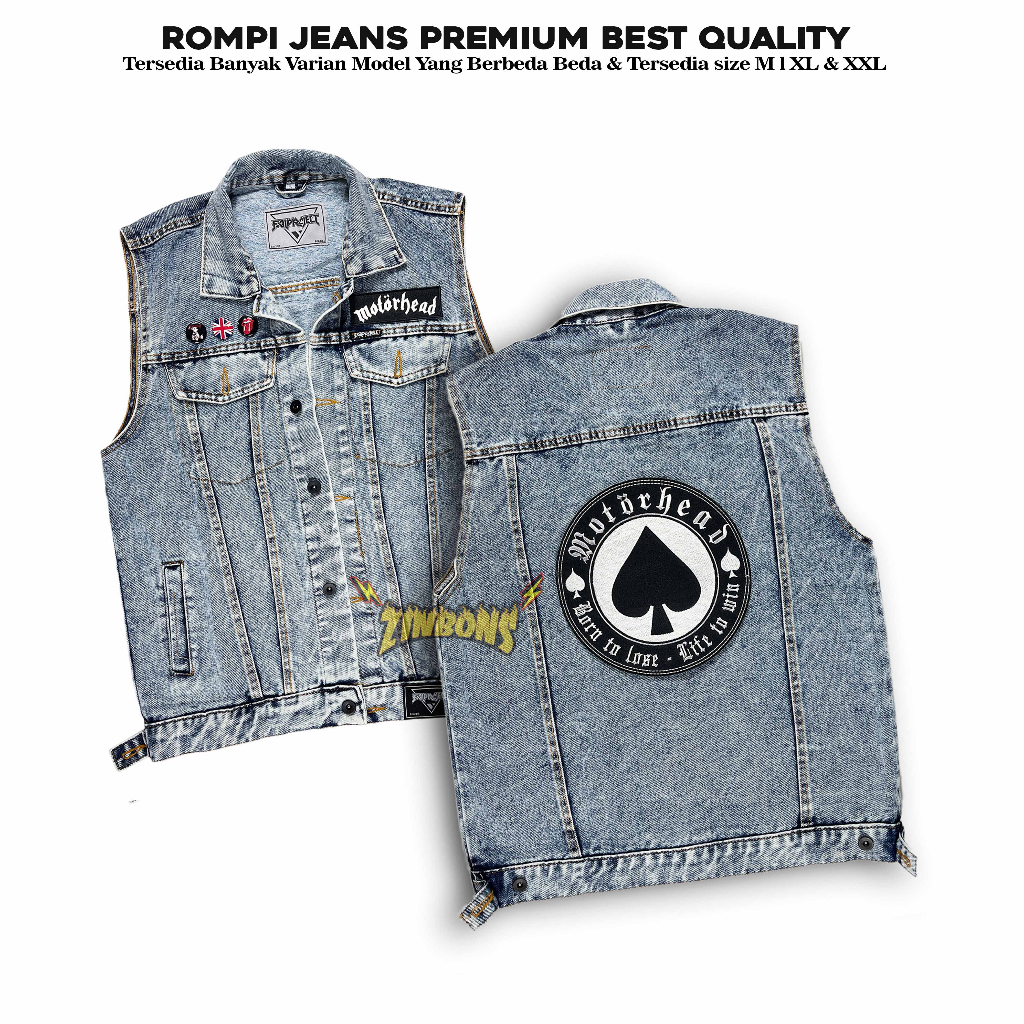 ROMPI JEANS MOTORHEAD ROMPI DENIM SANWASH ROMPI MOTOR BEST QUALITY