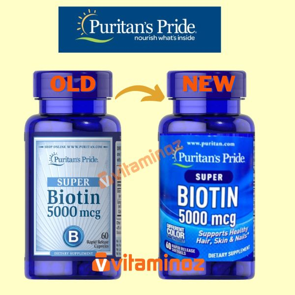 Puritan's Puritan Pride Super Biotin 5000 mcg 60 Softgel -Pertumbuhan rambut