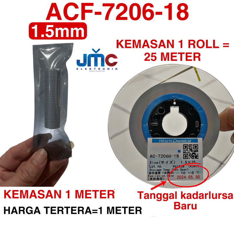 30CM/1Meter LEM ACF AC-2056R-35 AC-7206-18 - 2.0mm / 1.5mm PEREKAT IC FLEXIBLE COF KE PCB TCON DAN PANEL LCD / LED ACF FLEXIBEL BONDING