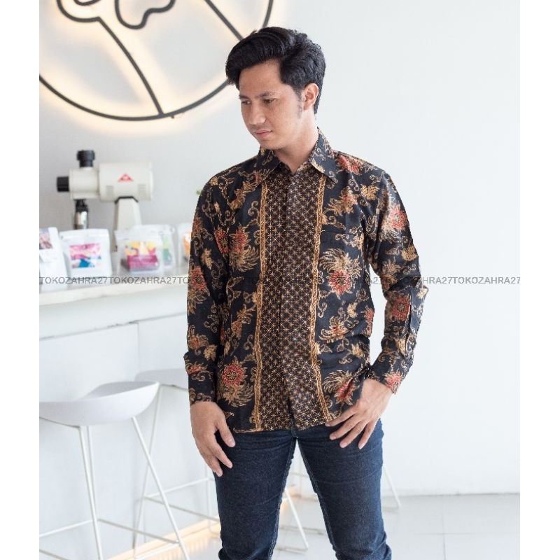 Kemeja Pria Panjang Hem Batik  slim vit 1 Kemeja Formal Kemeja Kerja