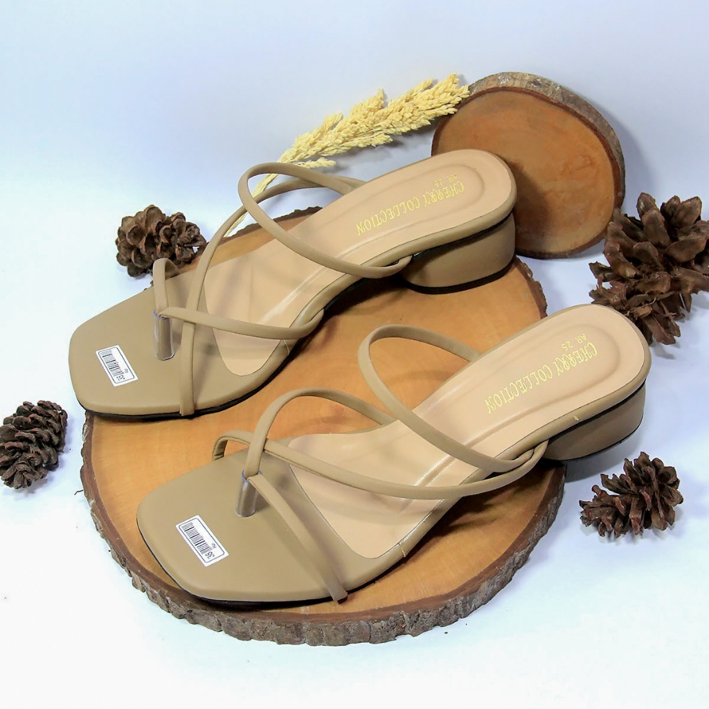 SANDAL HEELS WANITA CHUNKY JEPIT HAK 3CM SEPATU WANITA